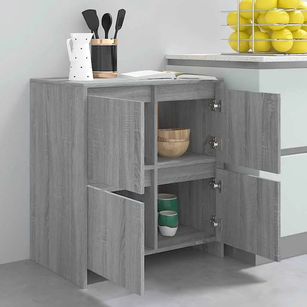 Sideboard Grey Sonoma 70x41x75 cm Storage Cabinet 4 Doors Engineered Wood