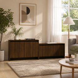 146.5cm Brown TV Cabinet with 4 Door Storage