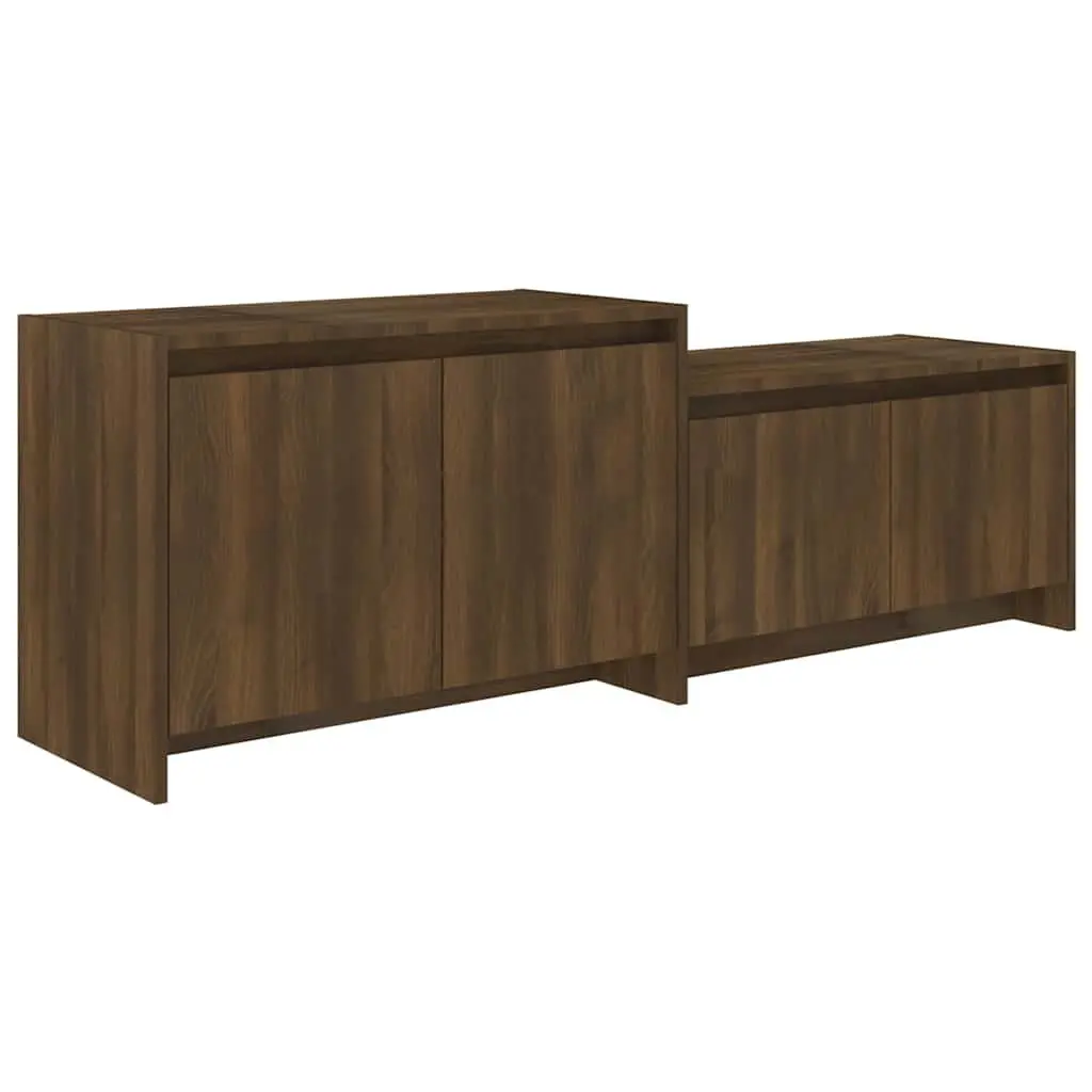 TV Cabinet Brown 146.5cm Engineered Wood 4 Door Lowboard Storage Unit