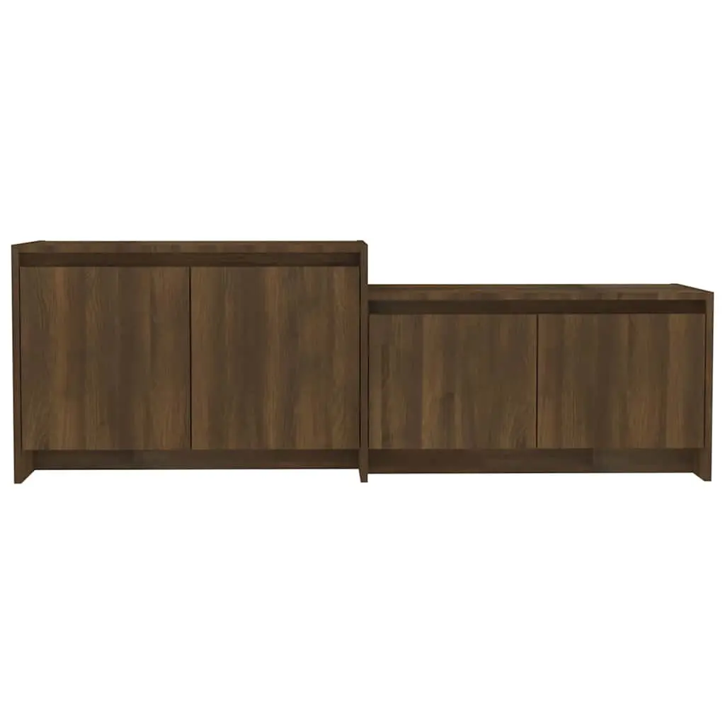 TV Cabinet Brown 146.5cm Engineered Wood 4 Door Lowboard Storage Unit