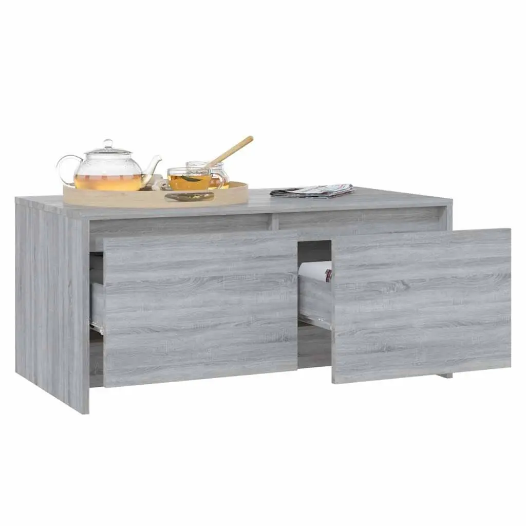 Coffee Table Grey Sonoma Modern Design Drawers Storage Accent Living Room