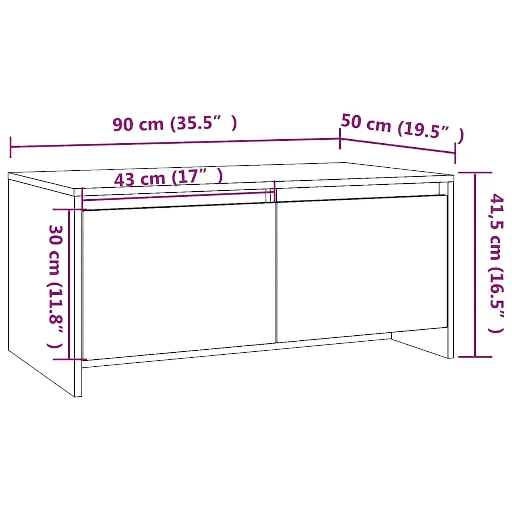 Coffee Table Brown Oak with Storage Drawers Modern Living Room Furniture