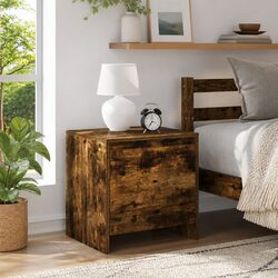Compact Brown Nightstand with One Door