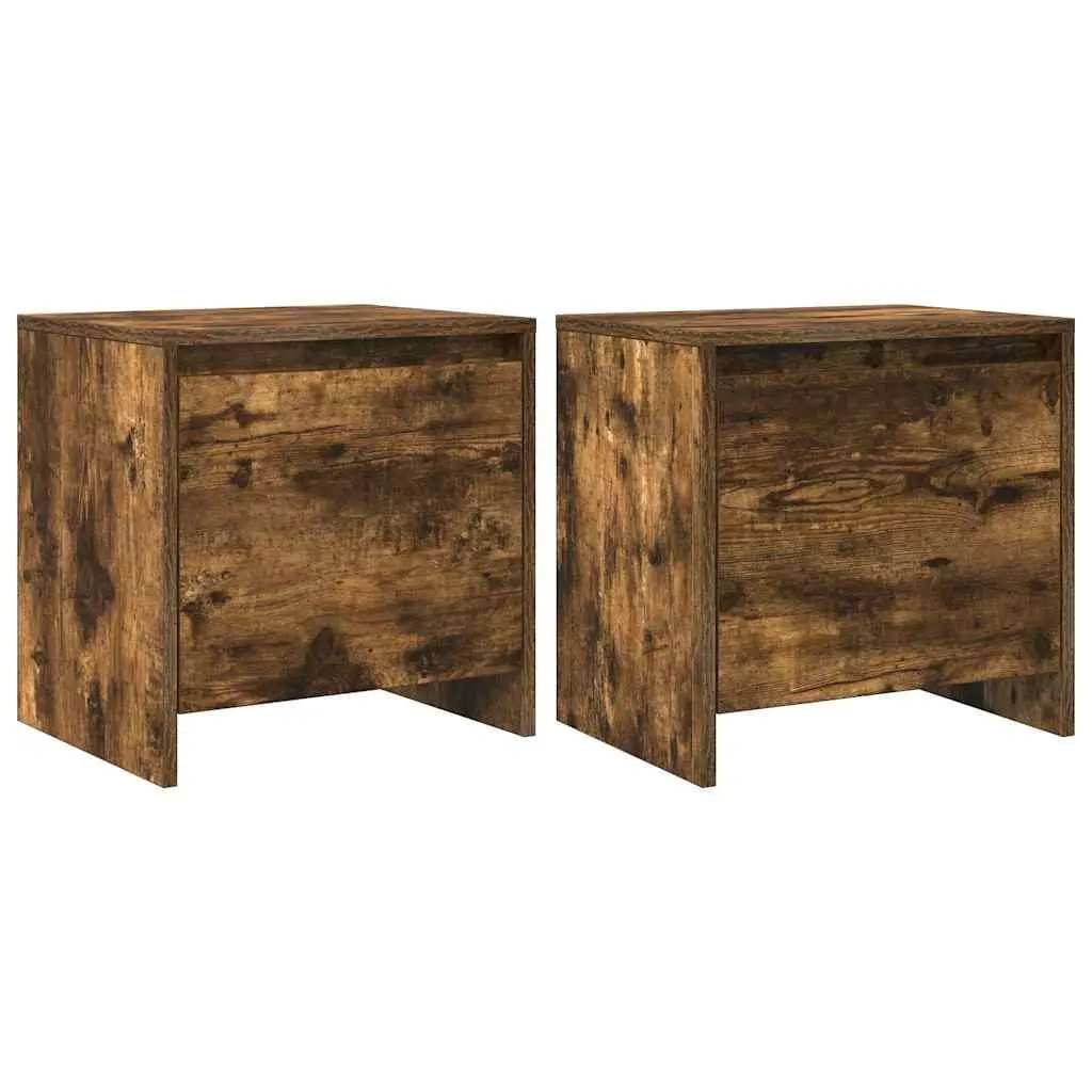 Bedside Cabinet Smoked Oak 45x34x44.5cm Single Door Storage