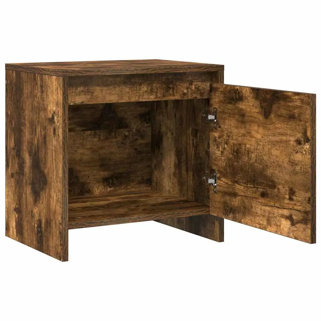 Bedside Cabinet Smoked Oak 45x34x44.5cm Single Door Storage