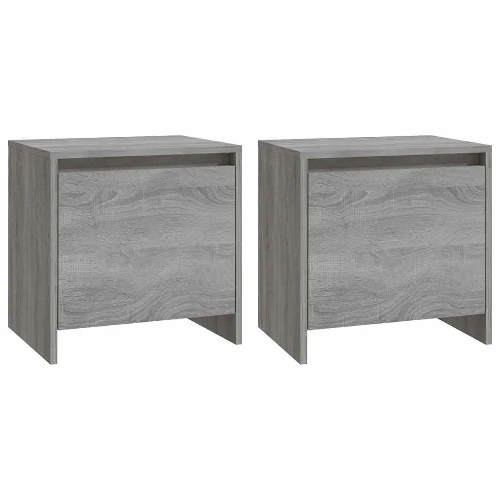 Grey Sonoma Bedside Cabinets Set of 2 45x34x44.5 cm Nightstand Storage Furniture