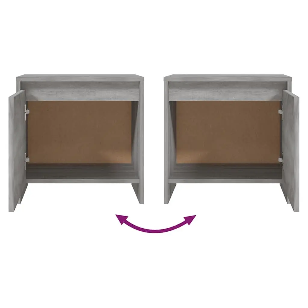 Grey Sonoma Bedside Cabinets Set of 2 45x34x44.5 cm Nightstand Storage Furniture