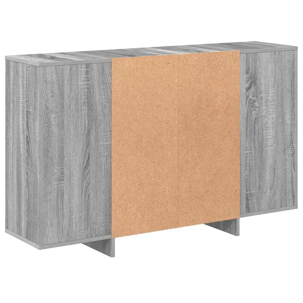 Sideboard Grey Engineered Wood 120W x 30D x 75H cm 4 Shelves Storage Cabinet