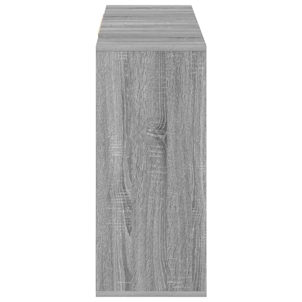 Sideboard Grey Engineered Wood 120W x 30D x 75H cm 4 Shelves Storage Cabinet