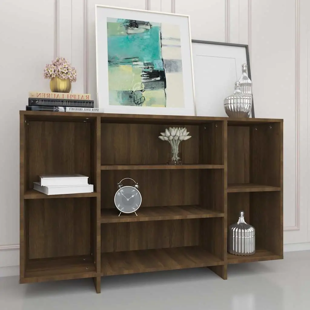 Sideboard Brown Oak 120x30x75 cm Modern Storage Cabinet with 4 Shelves