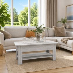 Compact Grey Coffee Table with Two-Tier Design