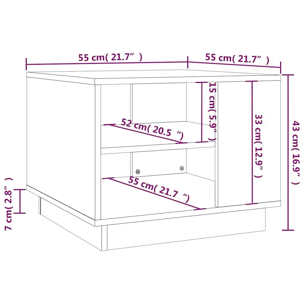 Coffee Table Brown Engineered Wood Modern Living Room Accent Storage Shelves