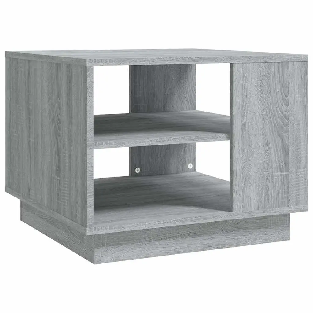 Square Coffee Table Grey Modern with Storage Shelves Engineered Wood 55cm x 55cm x 43cm
