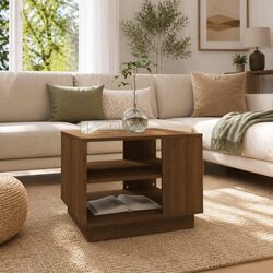 Stylish Coffee Table in Brown Oak with Storage