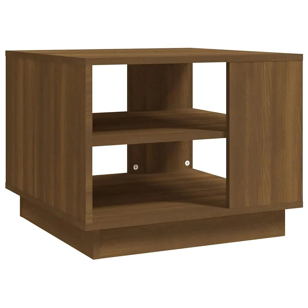 Coffee Table Brown Oak Design Modern Living Room Storage Shelves Centre Table