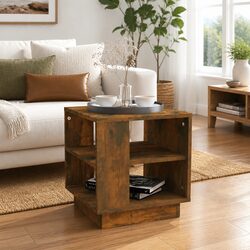 Coffee Table with 2 Shelves Modern Living Room Accent Storage Brown Engineered