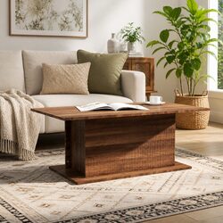 Compact and Sturdy Brown Oak Coffee Table