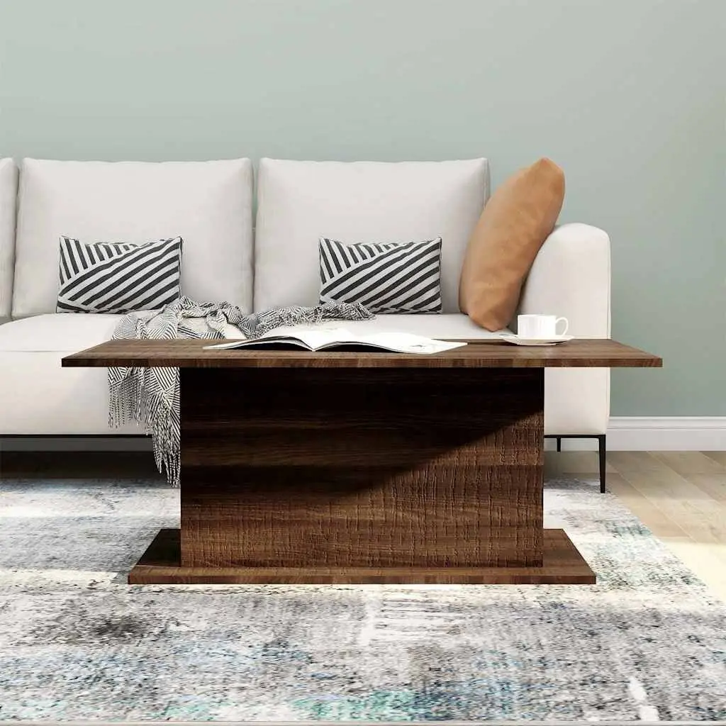 Coffee Table Brown Oak Living Room Accent End Table Engineered Wood Furniture