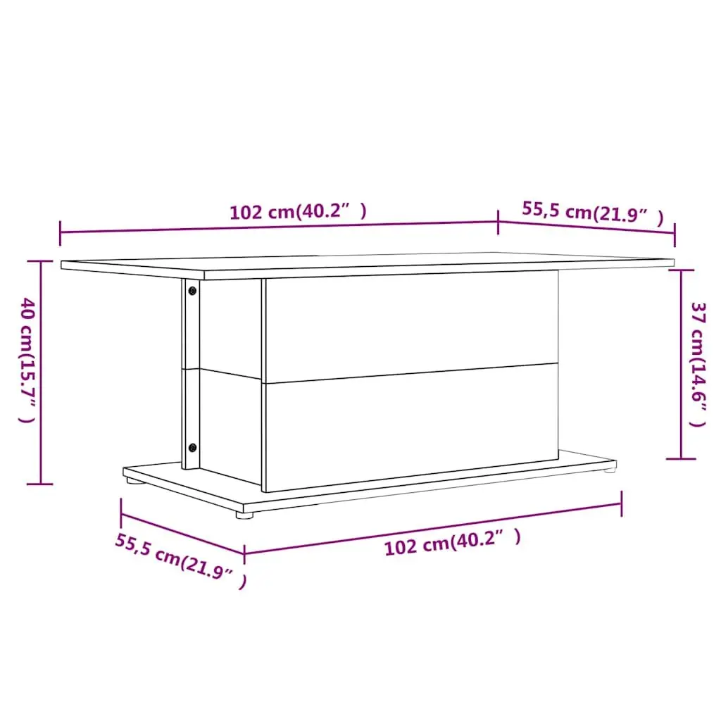Coffee Table Brown Oak Living Room Accent End Table Engineered Wood Furniture