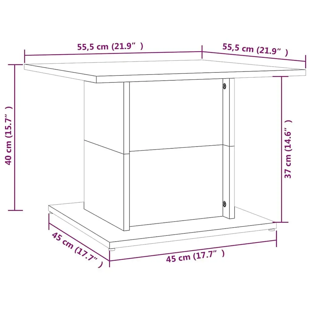 Coffee Table Accent Furniture Grey Engineered Wood Easy to Clean 55.5 x 55.5 x 40 cm Living Room Side End Table
