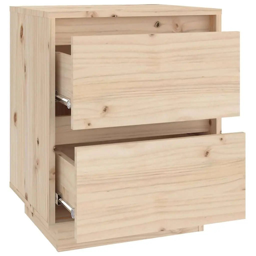 Bedside Cabinets Brown 40x35x50 cm Solid Pinewood Storage Nightstand 2 Piece