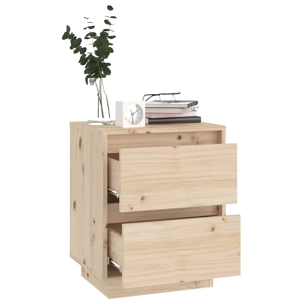 Bedside Cabinets Brown 40x35x50 cm Solid Pinewood Storage Nightstand 2 Piece