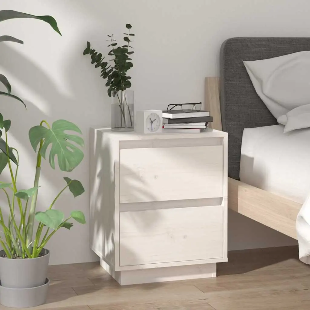 Bedside Tables White 40W x 35D x 50H cm Wooden Storage Nightstand 2 Pieces