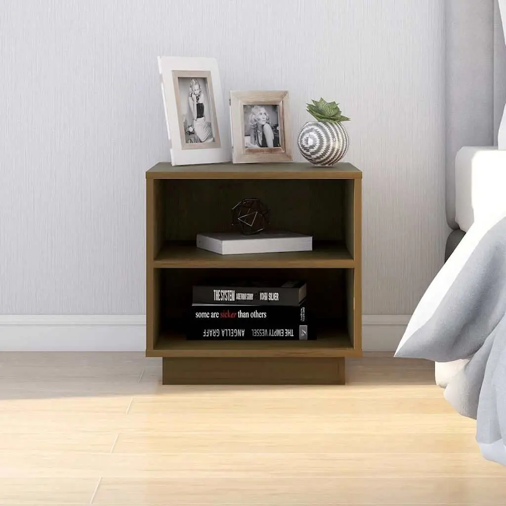 Bedside Tables Brown 40x34x40 cm Solid Pinewood Storage Cabinets 2 Piece Set