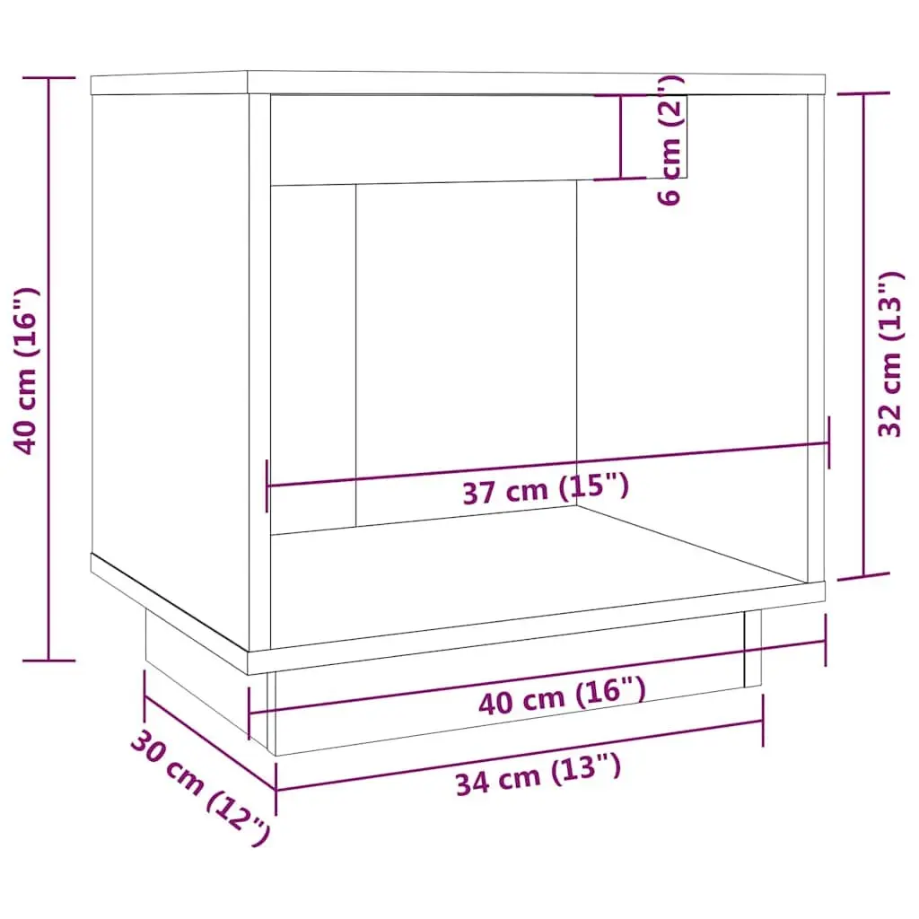 Bedside Table Brown Wooden 40x30x40cm Storage Organiser