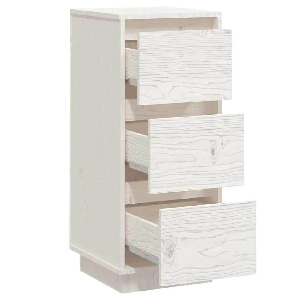 Sideboards White Solid Pinewood 2 Pieces Storage Cabinet Dining Room Furniture