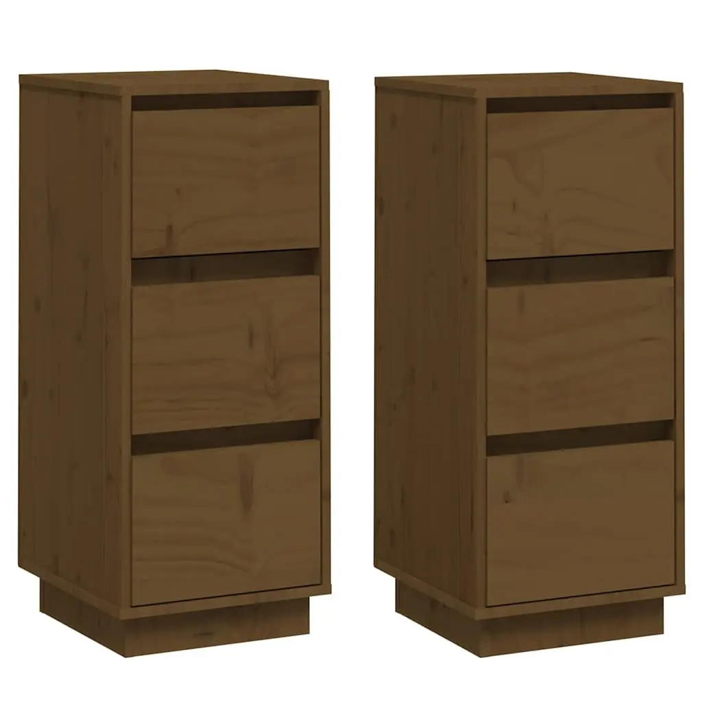 Solid Wood Sideboard Honey Brown 75 cm Sturdy Top with Cabinet Doors