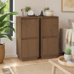 Honey Brown 2-Door Sideboard Cabinet with Floating Feet