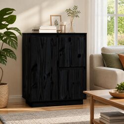 Black Sideboard Cabinet: Stylish and Functional 3-Door Design