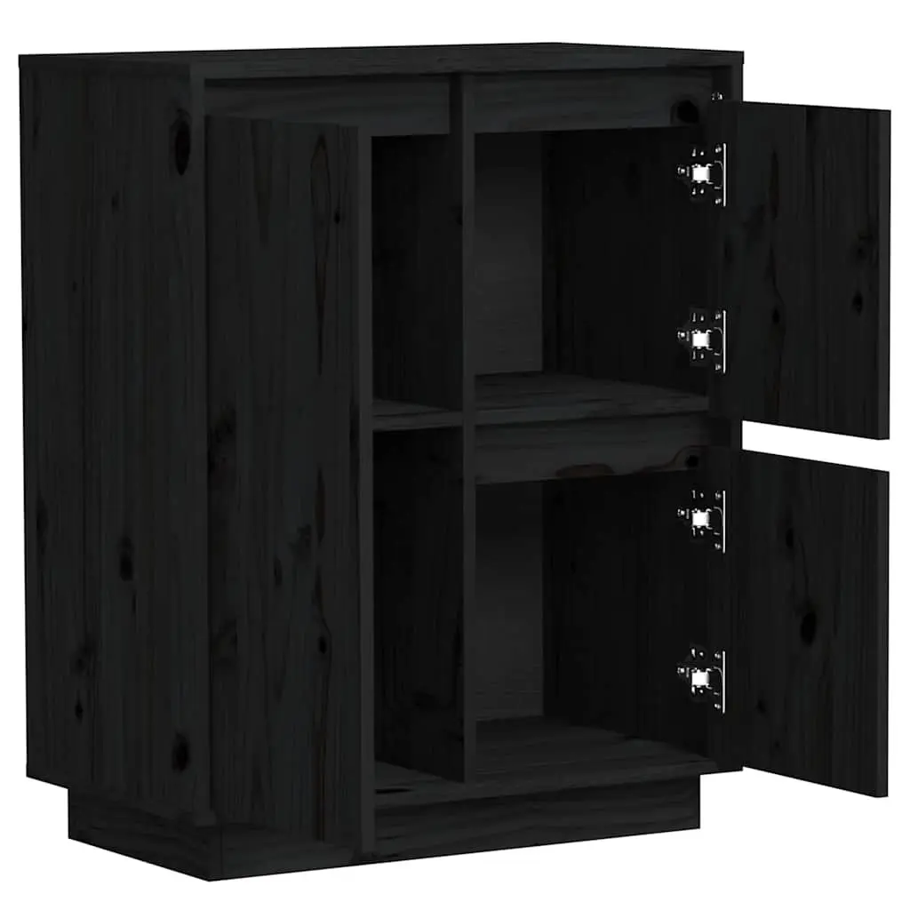 Sideboard Cabinet Black 60x34x75cm 3 Door Storage Buffet Furniture