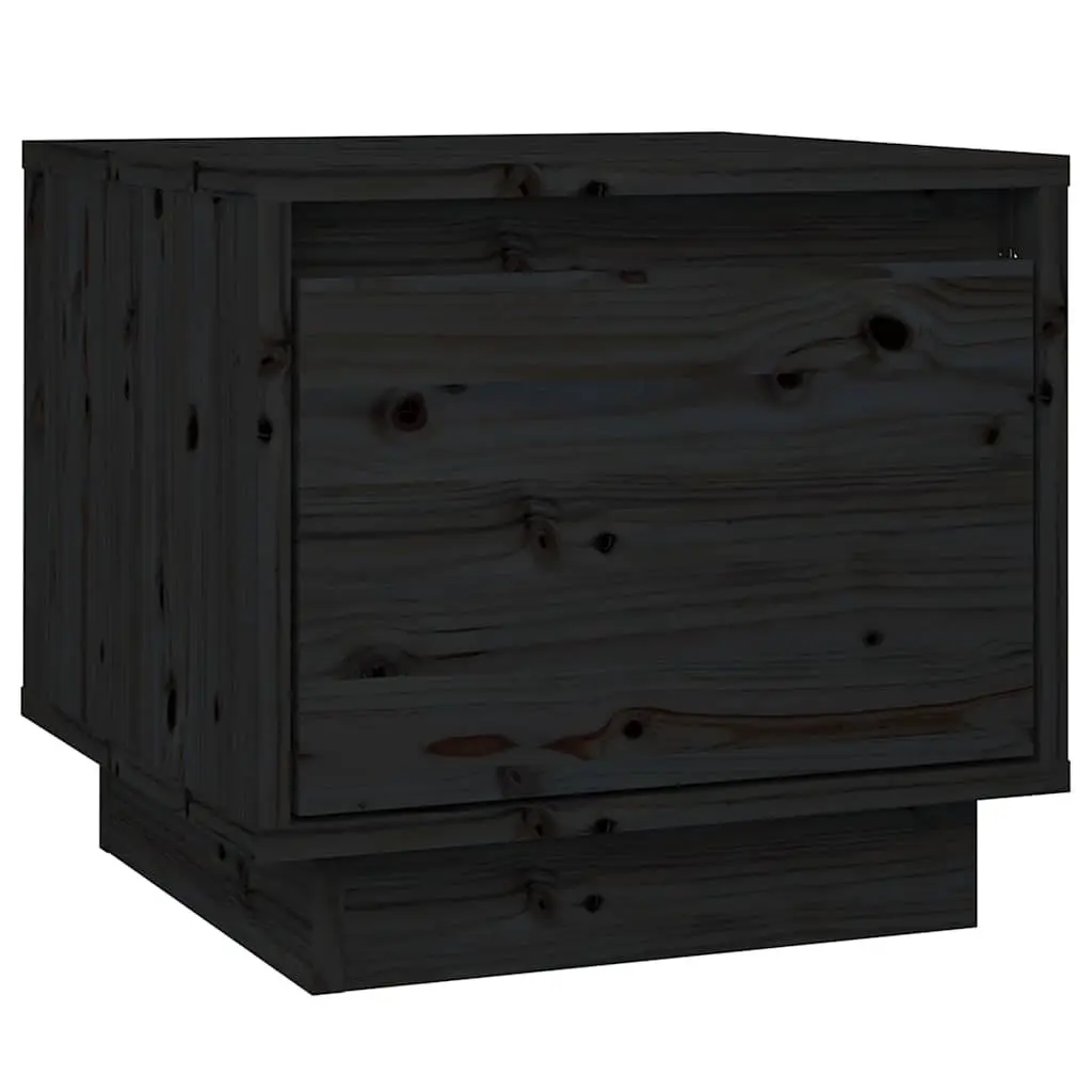 Bedside Cabinets Black 35x34x32 cm Solid Pinewood Storage Side Tables