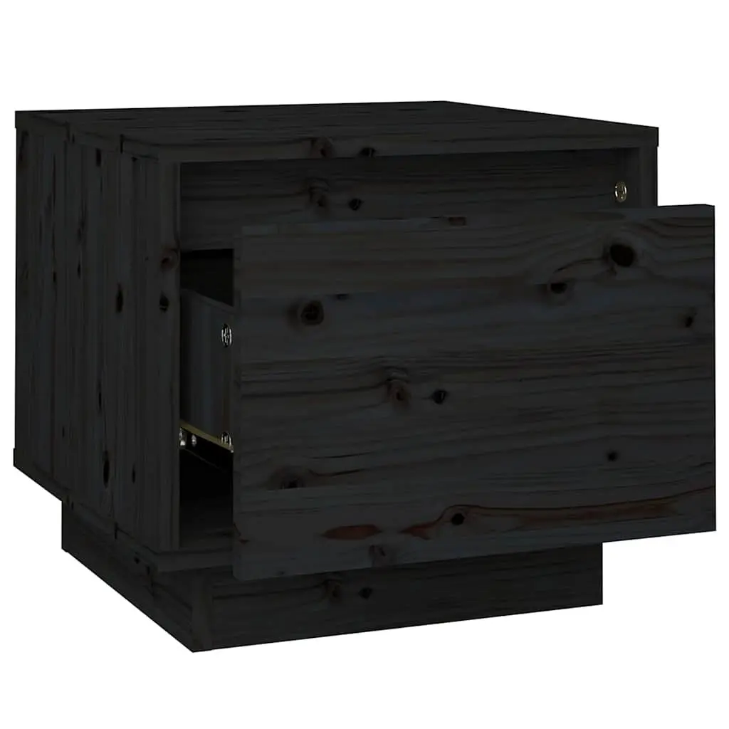 Bedside Cabinets Black 35x34x32 cm Solid Pinewood Storage Side Tables