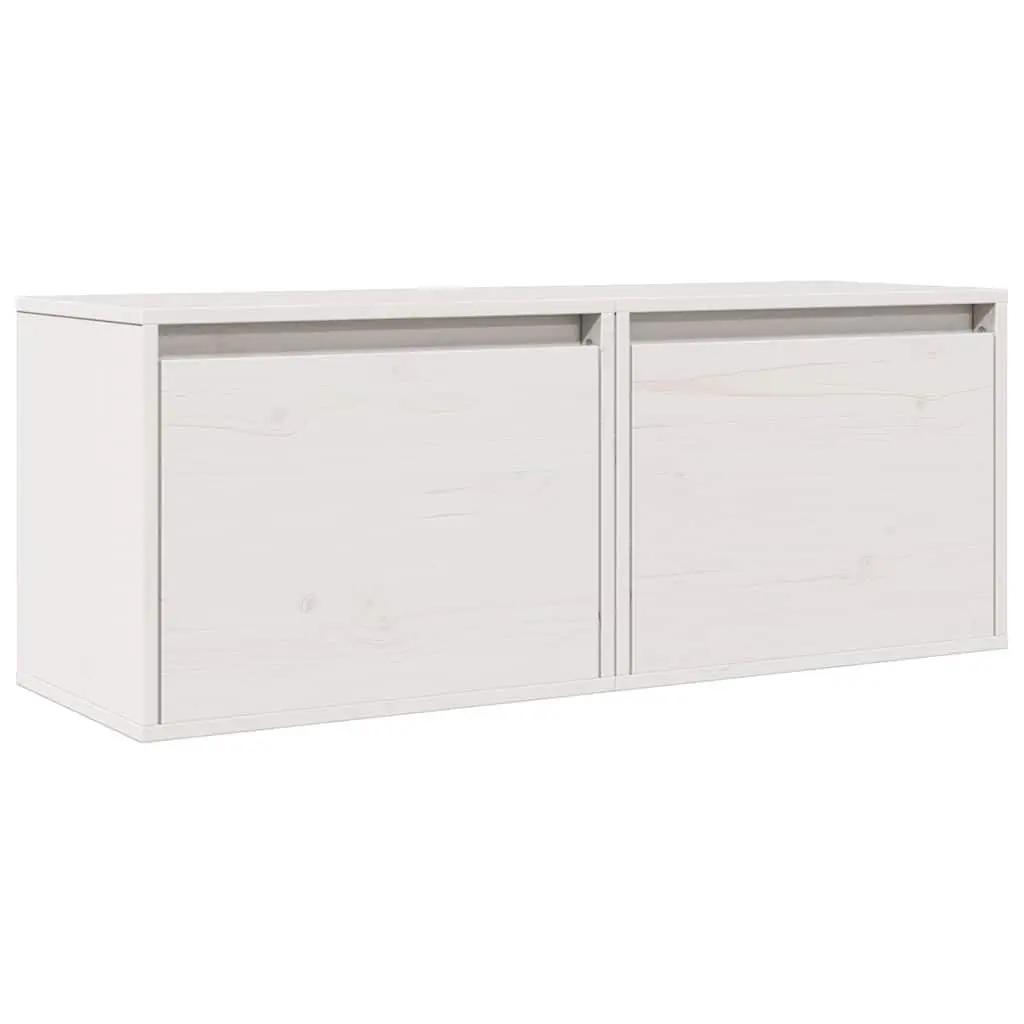 Wall Cabinets White 45x30x35 cm Solid Pine Wood Floating Storage Shelves 2 Piece