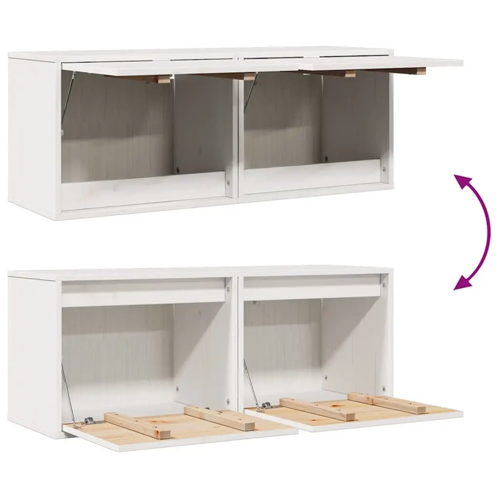 Wall Cabinets White 45x30x35 cm Solid Pine Wood Floating Storage Shelves 2 Piece