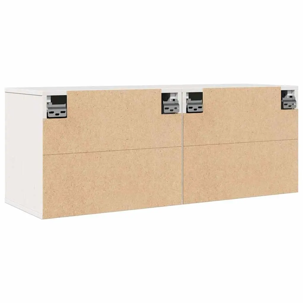 Wall Cabinets White 45x30x35 cm Solid Pine Wood Floating Storage Shelves 2 Piece