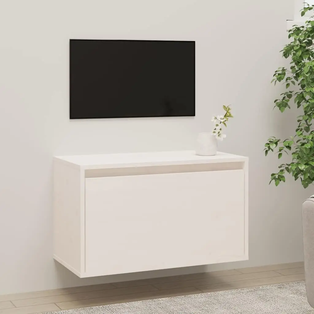 Wall Cabinet White Floating Shelving Unit Storage Display Organiser Solid Pinewood