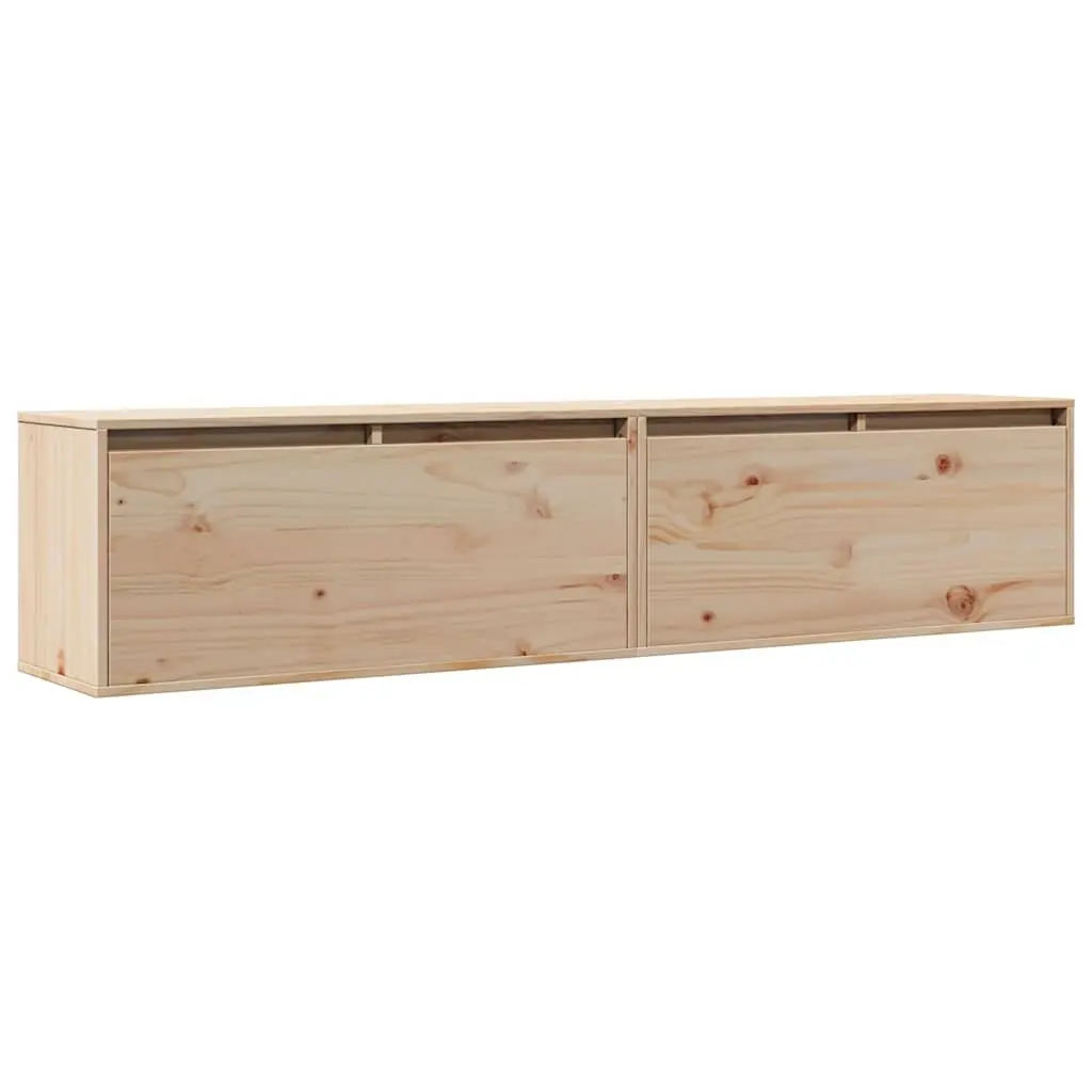 Wall Cabinets Brown 80x30x35 cm Solid Pine Wood Floating Storage Shelves 2 Piece