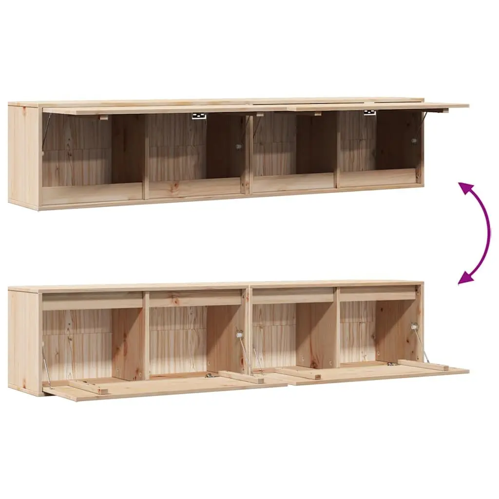 Wall Cabinets Brown 80x30x35 cm Solid Pine Wood Floating Storage Shelves 2 Piece