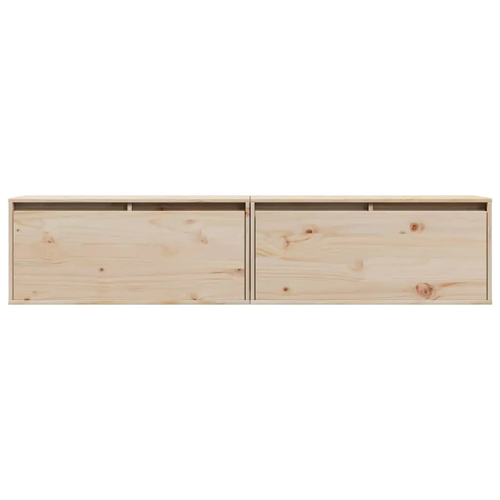Wall Cabinets Brown 80x30x35 cm Solid Pine Wood Floating Storage Shelves 2 Piece