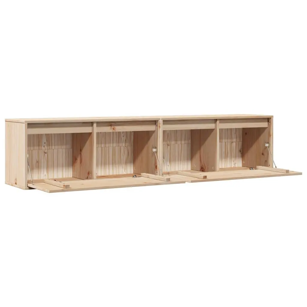 Wall Cabinets Brown 80x30x35 cm Solid Pine Wood Floating Storage Shelves 2 Piece