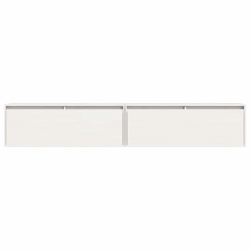 Wall Cabinet White 100x30x35 cm Floating Storage Shelving Unit Solid Pinewood
