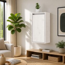 Compact Floating Wall Cabinets 2 pcs White - 30x30x60 cm