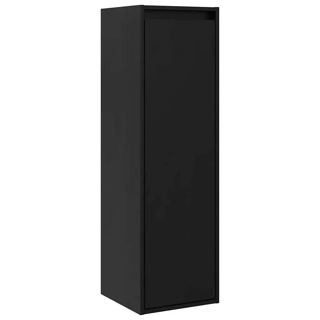 Wall Cabinets Black 30x30x100 cm Solid Pine Floating Storage 2 Piece