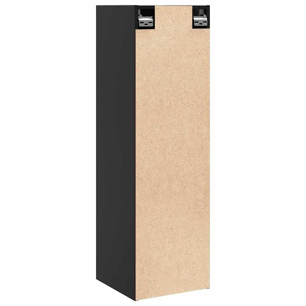 Wall Cabinets Black 30x30x100 cm Solid Pine Floating Storage 2 Piece