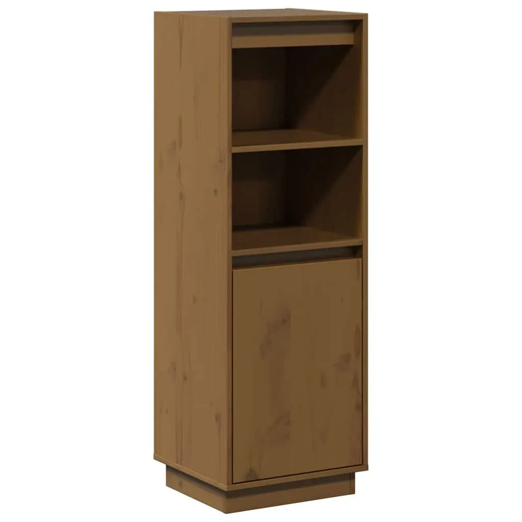 Highboard Brown Solid Wood Storage Cabinet with Shelf and Compartment