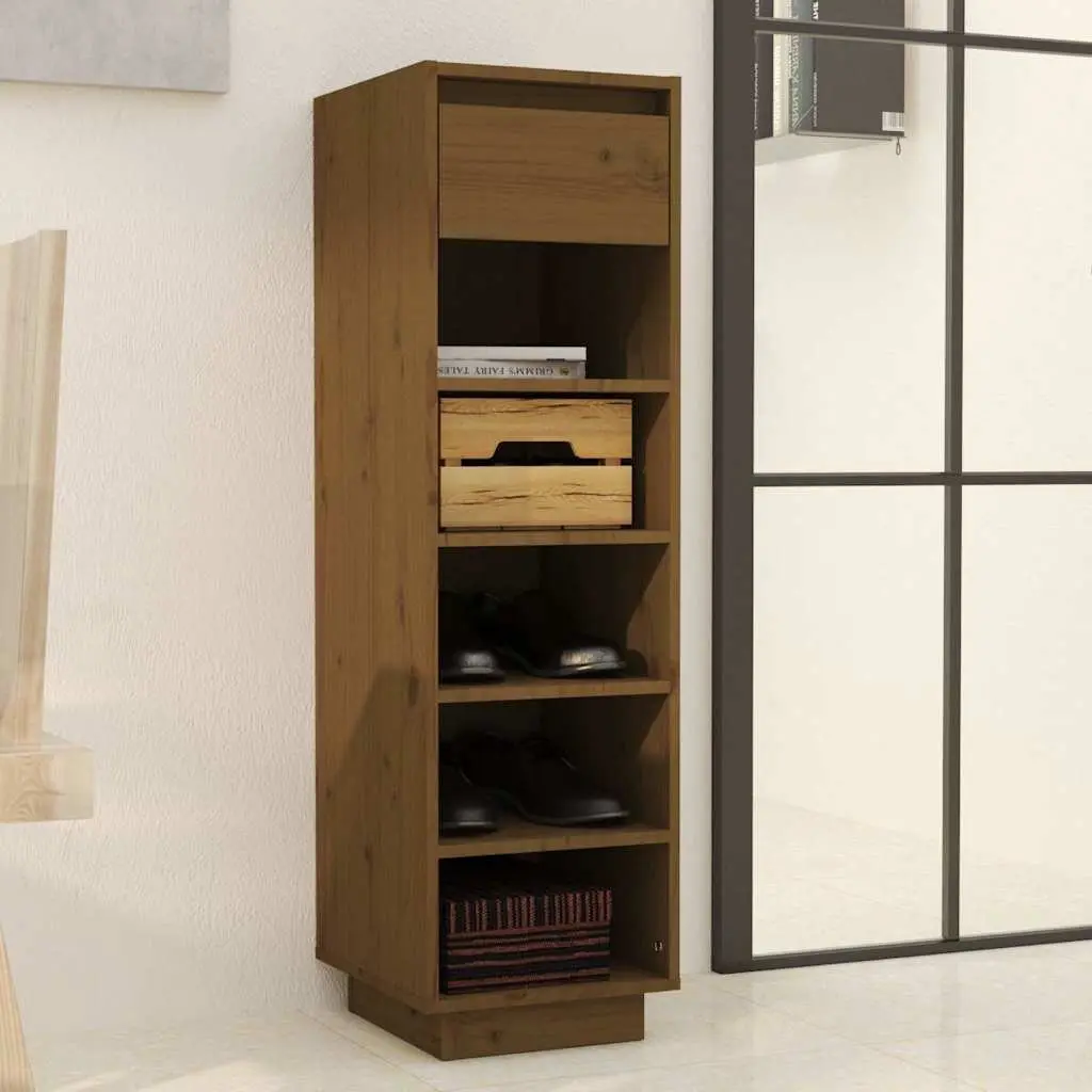 Shoe Cabinet Brown 5 Compartments Drawer Floating Feet Storage Organiser